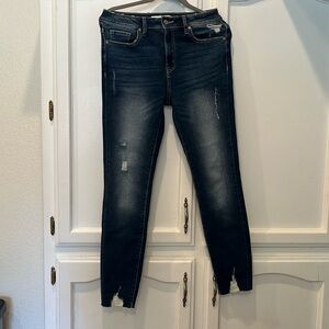Women's Distressed Dark Blue Jeans